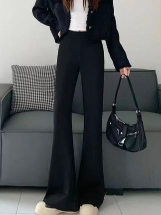 喇叭裤休闲裤女2025春秋薄款显瘦阔腿裤瑜伽西装微喇叭马蹄小黑裤#阔腿裤 #休闲裤 #春秋薄款 #西装 #显瘦穿搭