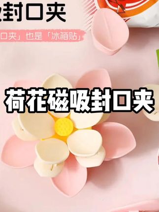 这朵小荷花的封口夹设计太妙了!磁吸在冰箱上还超好看!随手取用特别方便还不怕丢!#封口夹 #提升幸福感好物 #磁吸封口夹