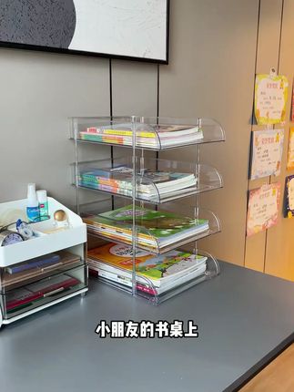 简约透明学生书桌置物架 #桌面收纳好物 #学生书桌架 #透明收纳架 #强承重架子 #书桌置物架