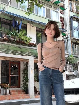 ART ME 小蛮腰天丝混纺云朵触感立体分割自留轻薄长袖打底T w1701l1 #时髦精的ootd#显白穿搭#穿出高级感#ootd穿搭#出游吸睛look