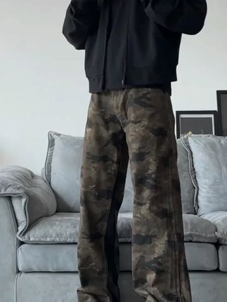 美式高街多口袋工装牛仔裤男款高个子微喇显瘦裤子窄版修身直筒裤#工装裤 #直筒裤 #微喇裤子 #窄版裤子 #显瘦裤子