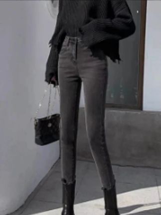 高腰小脚牛仔裤女2025秋冬爆款修身弹力加绒紧身显瘦铅笔裤子#显瘦显高显腿长 #裤子 #穿搭 #好物推荐🔥 #ootd穿搭