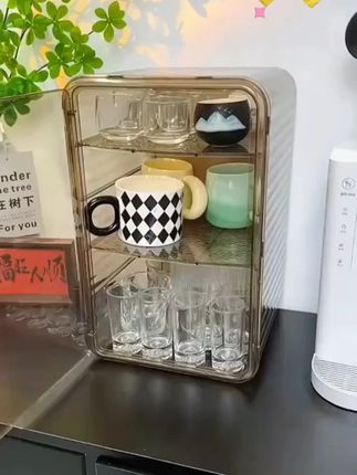 家里水杯多的, 整个这种小柜子太方便了,茶杯茶具咖啡杯都能放,分层收纳方便实用!#收纳柜 #杯子收纳 #杯架 #居家好物 #水杯收纳架