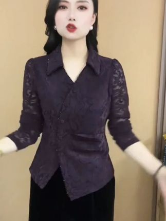 京亲2025秋季长袖植绒蕾丝衬衫领开衫气质百搭显瘦女人味上衣913#显瘦穿搭 #品质女装 #女人味 #穿出高级感 #轻熟