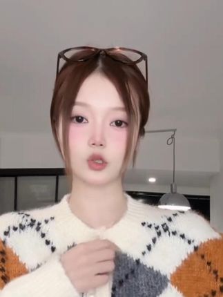 韩系复古菱形撞色针织开衫毛衣秋冬设计感百搭针织衫上衣女菱格子 #每日穿搭 #搭配分享 #服装人日常 #百搭 #秋冬穿搭