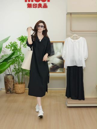 新品上新|易干平纹七分袖连衣裙 #MUJI #无印良品 #连衣裙 #夏季新款 #气质轻熟风