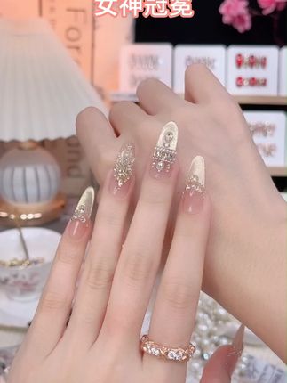 【女神冠冕】纯手工穿戴甲美甲贴片可拆卸指甲贴片10片装 #公主美甲 #猫眼美甲 #纯手工穿戴甲 #手工穿戴甲高级轻奢 #超好看的美甲