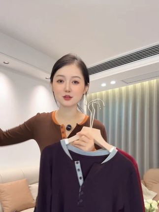2025春秋撞色假两件独特别致内搭打底衫女超好看减龄辣妹长袖 #显瘦穿搭 #品质女装 #显瘦遮肉 #洋气小衫 #小众设计感
