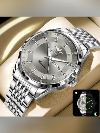 夜光高级灰/全自动双日历镂空防水钢带时尚手表男  #手表  #男士手表  #高端腕表  #手表推荐  #时尚腕表