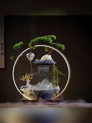 新中式一鹿高升流水摆件,客厅装饰加湿送礼超合适! #新中式摆件 #一鹿高升摆件 #流水加湿器 #乔迁开业礼 #客厅装饰品