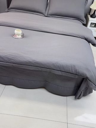 【四季新款】设计师原创高奢简约纯色宽边重工提花四件套床上用品 #床上用品