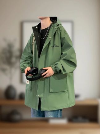 工装风衣 #大码友好 #连帽叠穿 #多口袋实用 #oversize潮 #春秋过渡