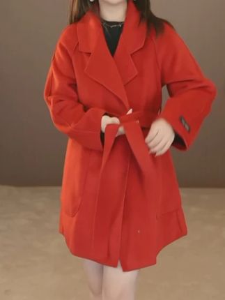 短款双面绒大衣女韩版休闲宽松显瘦扣子款百搭毛呢外套小个子#穿搭技巧 #遮肉显瘦 #搭配技巧 #气场全开
