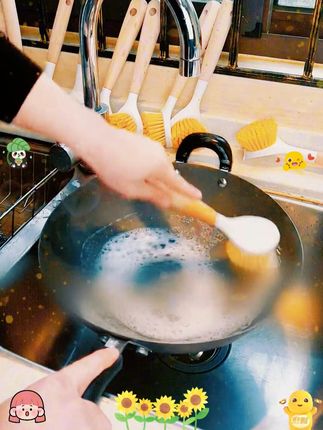 刷的干净还不伤锅!#洗锅刷 #刷锅神器 #长柄锅刷