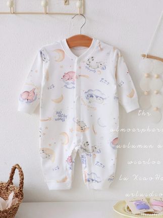连体衣新生儿长袖睡衣早秋初生儿 婴儿秋季衣服纯棉男女宝宝春秋款#婴幼儿服饰 #高品质童装 #母婴好物 #睡衣家居服 #宝妈推荐