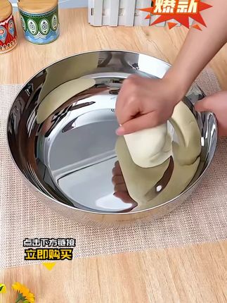 耐高温316不锈钢和面盆带盖家用加厚加深打蛋盆厨房洗菜拌菜汤盆#不锈钢面盆 #家用面盆 #耐高温面盆 #厨房用具 #打蛋盆