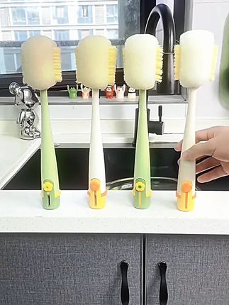 浙家清洗加长五合一保温杯盖刷奶瓶刷便携式多功能清洁海绵刷刷子#清洁刷 #五合一 #保温杯刷 #奶瓶刷 #便携式工具