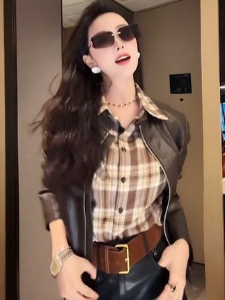 利达 NEW DADADA 时尚格调复古气质高级感格子衬衫