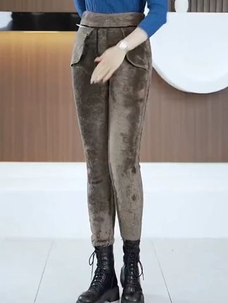 冬季加绒加厚显瘦保暖小黑裤秋冬高腰弹力百搭小脚裤女士黑色外穿#时尚穿搭  #保暖又好看  #太好看了吧  #高级感穿搭 #百搭神裤