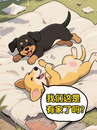 什么是幸福呢?是小狗捡到人类扔掉的床垫 #狗狗 #狗狗故事 #流浪狗 #幸福的含义 #漫画