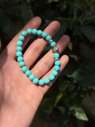 超精美合金石英石手链,潮流情侣款做旧蓝松弹力绳手串! #潮流手串 #合金手链 #百搭精美手链 #做旧蓝松手串 #做旧风格