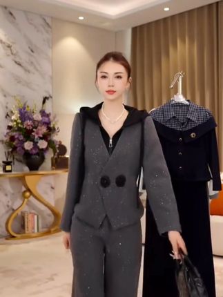 G9166休闲时尚套装女2025秋新款气质显瘦设计感上衣长裤 #穿出高级感 #套装 #品质女装 #高级穿搭 #西服