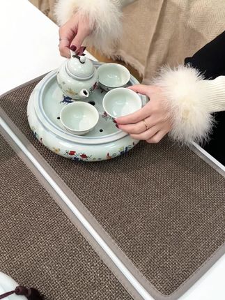 亚麻编织茶席防滑又吸水 #吸水防滑桌垫 #简约茶席桌旗 #高端茶桌搭配 #防滑吸水 #简约吸水茶垫
