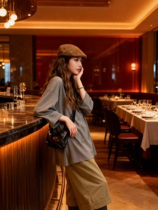 #七夕约会连衣裙 #一眼就心动 #我的冬日ootd #叫你女朋友穿给你看 #芭蕾风穿搭 灰色大版长袖T恤女+韩系7分阔腿裤22258#