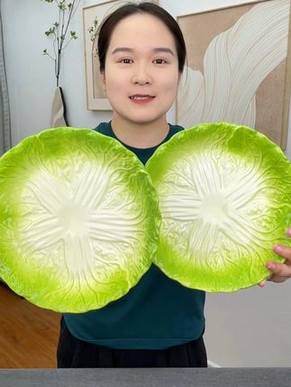 高颜值高品质菜盘子,白菜寓意百财,8英寸加厚加深,浮雕纹设计栩栩如生#菜盘#盘子#陶瓷餐具#白菜盘