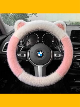 貂毛方向盘套冬季保暖防寒长毛绒可爱耳朵不掉毛弹力汽车把套通用#冬季方向盘套 #貂毛把套 #可爱汽车用品 #保暖方向盘套 #不掉毛把套