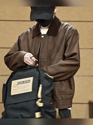 美式复古机车风PU皮衣男春季2025新款美拉德夹克男士宽松痞帅外套#夹克外套 #穿出自己的风格 #男装 #今天穿什么