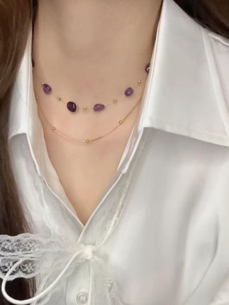 晶晶石叠链露出来超干练~ #项链 #叠戴项链 #高级感