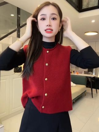 【现货】2025早秋简约风冬季女学院风保暖毛针织衫韩版毛衣女马甲is#针织马甲背心 #秋冬针织背心 #针织背心马甲 #保暖针织衫