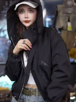 短款冲锋衣工装外套独特别致小个子休闲夹克短款外套 短款冲锋衣工装外套独特别致小个子休闲夹克短款外套