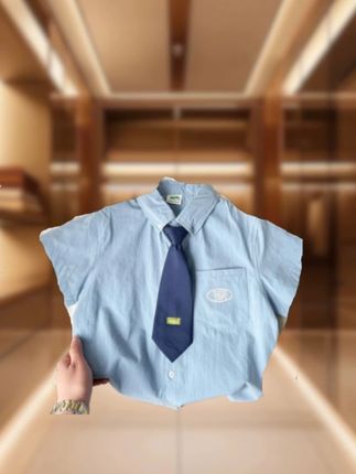 男童学院风衬衫2025夏季新款儿童韩版短袖薄款洋气休闲百搭白 #男童穿搭 #学院风 #新款分享 #韩版穿搭 #短袖t恤