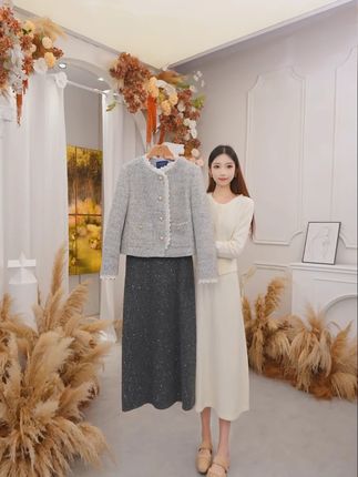 冬季新款香风毛呢外套圈圈呢加棉大衣#三彩 #三彩服饰 #穿搭 #宋轶 #今天穿什么
