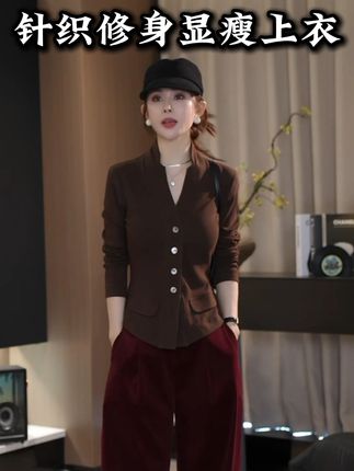【AS小立领】25新高级螺纹针织工艺棉修身显瘦上衣 #穿出高级感 #轻奢女装 #又美又飒 #早秋显身材平价上衣合集 #时髦精来拍照了