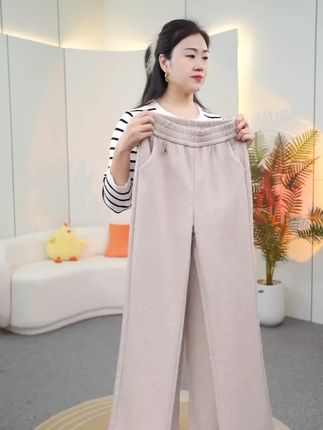 秋冬新款 羊绒人字纹毛呢直筒裤宽松休闲女裤高腰显瘦遮肉有垂感 #秋冬女裤 #羊绒毛呢裤 #高腰显瘦 #直筒裤 #遮肉