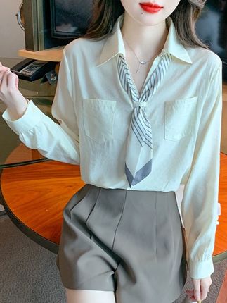 POLO领洋气减龄衬衫秋季女装2025年新款气质时尚漂亮长袖上衣1305#POLO领上衣 #气质时尚穿搭 #洋气减龄衬衫 #百搭 #双十一