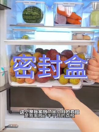 冰箱总乱糟糟?吱凡保鲜盒来救!5L装4个,食品级密封,荔枝蔬菜都能放,冷藏冷冻都行,收纳超整齐~ #冰箱收纳神器 #保鲜盒 #食品密封盒