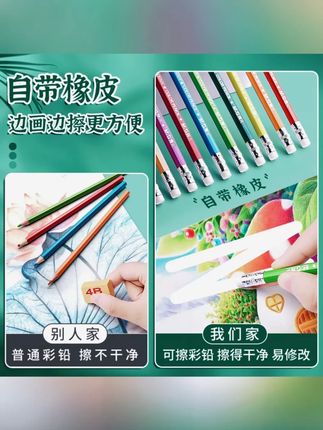 晨光可擦彩色铅笔绘画小学生专用水溶性彩笔画笔橡皮儿童彩铅绘画#彩色铅笔 #晨光 #可擦彩铅 #小学生绘画 #水溶性彩笔