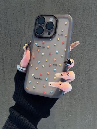 金属镜框适用苹果17/iPhone/华为荣耀/OPPO/VI 透黑满屏英文彩爱心金属镜框防摔 #手机壳 #3c好物推荐 #好物推荐🔥