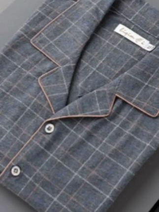 【【纯棉】新品春秋季男士长袖纯棉睡衣套装家居服开衫格子款大码宽松】#睡衣 #长袖睡衣 #男士睡衣 #家居服