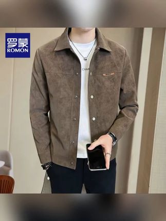 罗蒙黑色简约休闲百搭高质量夹克外套2025新款春秋时尚翻领大气男 #夹克 #夹克推荐 #夹克穿搭 #品质男装 #夹克外套