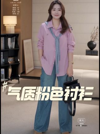 现货大婉酱微胖定制【桃汽微笑】刺绣衬衫女显瘦上衣 2508D#显瘦遮肉 #显白才高级 #甜美女孩 #少女感 #衬衫穿搭
