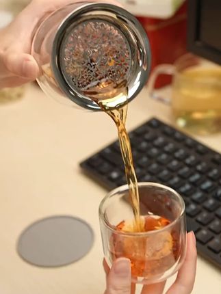 在办公室喝茶就那点事,好看的茶壶泡茶都特别香! #茶壶茶具  #泡茶壶  #泡茶器  #泡茶工具   #泡茶神器 新式泡茶壶盖碗双层防烫懒人冲茶器手泡