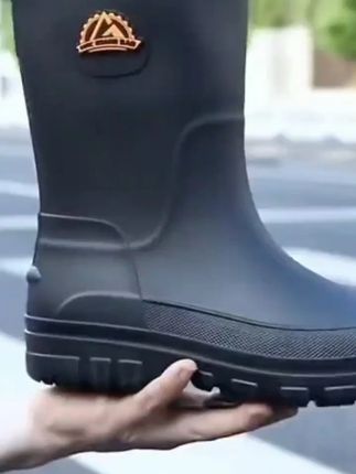 德系雨鞋男款!中筒厚底耐磨水鞋、厨房防滑防水胶鞋。钓鱼加绒保暖雨靴!----