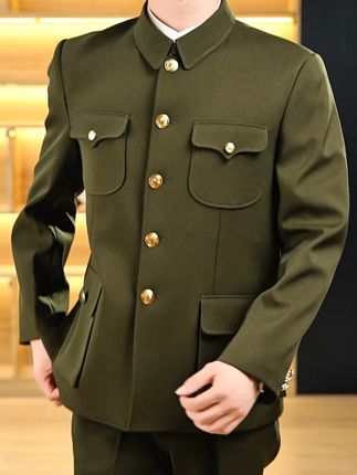 当代设计注入新魂,中山装让国风服饰焕发新生 #中山装 #国风古韵 #中山服 #中老年爸爸装 #中老年穿搭