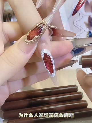 细节爆炸!印章笔盖出的图腾/小可爱,线条清晰到像微雕#美甲教程 #美甲店 #美甲推荐 #美甲分享 #美甲款式