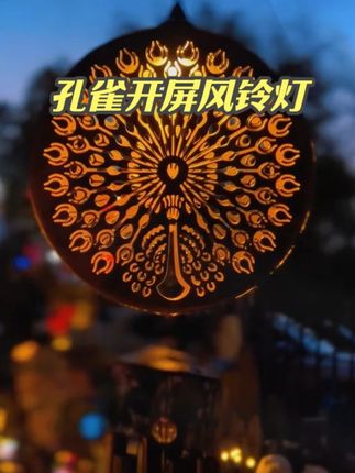 孔雀开屏好运来,这是一个孔雀开屏的太阳能灯也是一个风铃,他真的好美#太阳能庭院灯 #太阳能灯 #孔雀开屏好运气 #小夜灯氛围灯